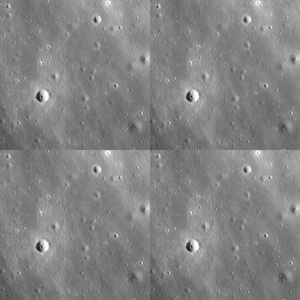 A Lunar surface photo repeated four times.