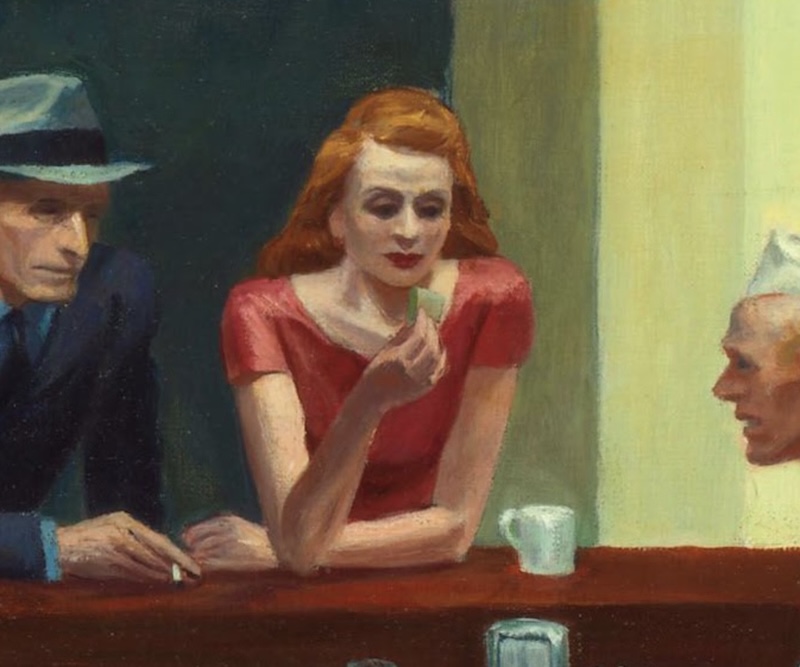 A detail from Edward Hopper's painting "Nighthawks".